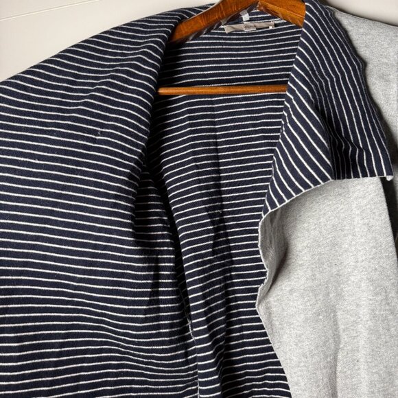 Loft Cardigan Light Gray Sweater with Accent Interior Navy & White Stripe XS - Picture 11 of 12